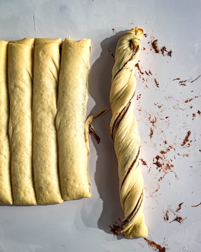 Sweet eggless Nutella rolls for brunch