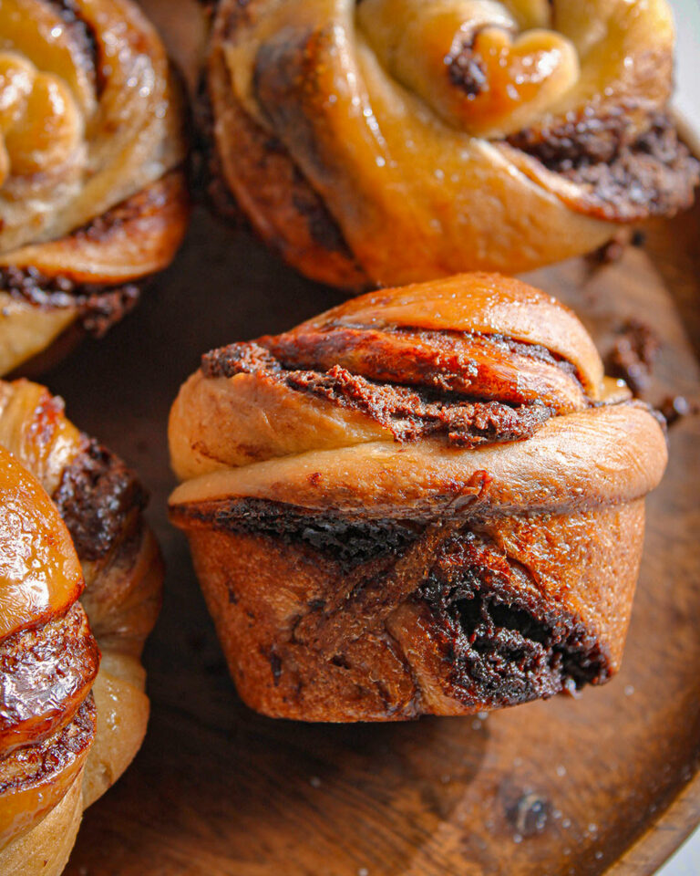Homemade eggless Nutella brioche