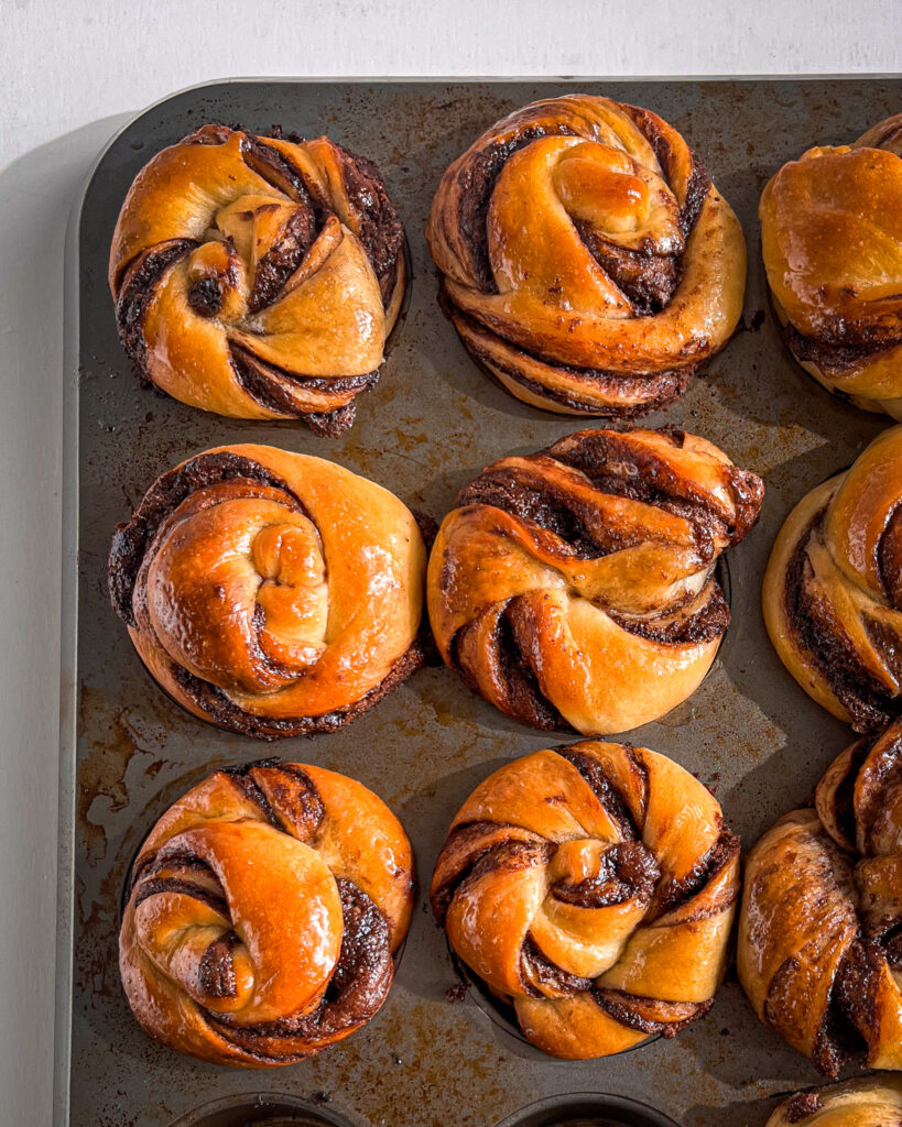 Nutella filled rolls eggless baking