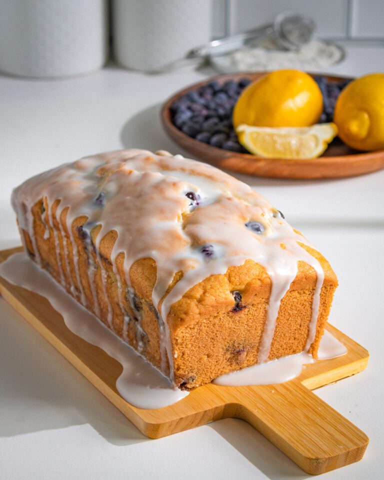 Bluberry Lemon Loaf Vegan and Eggless with lemon glaze
