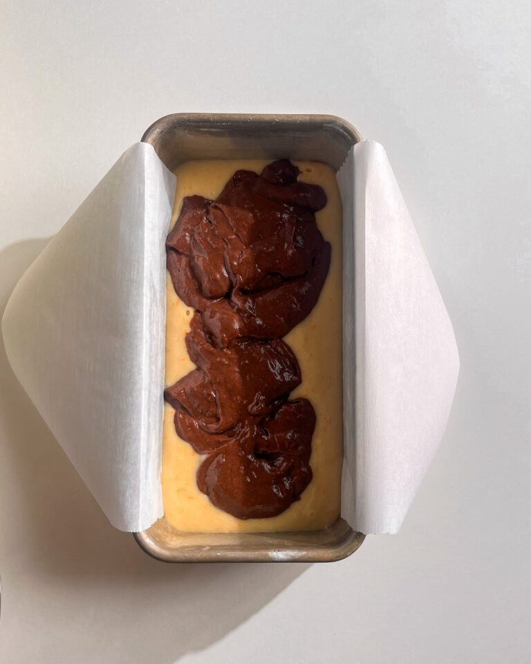 Chocolate Orange Marble Loaf Cake (Eggless & Vegan) step by step recipe