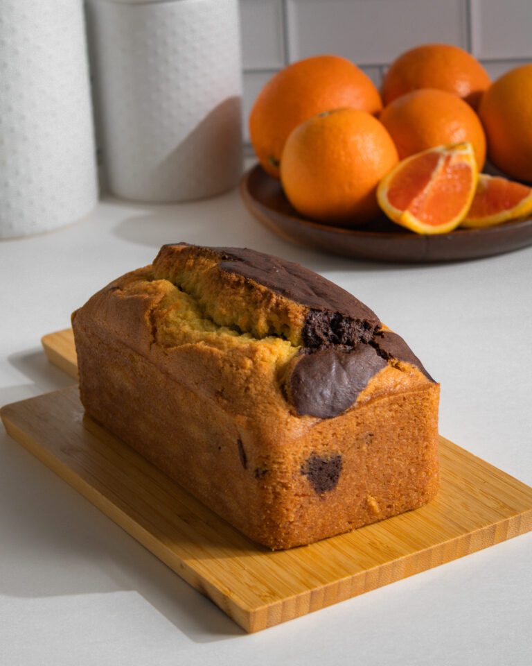 Bakery style chocolate orange marble loaf cake