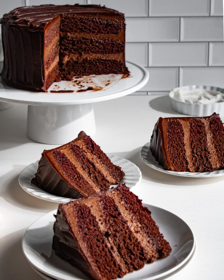 eggless layered chocolate cake with cream cheese frosting