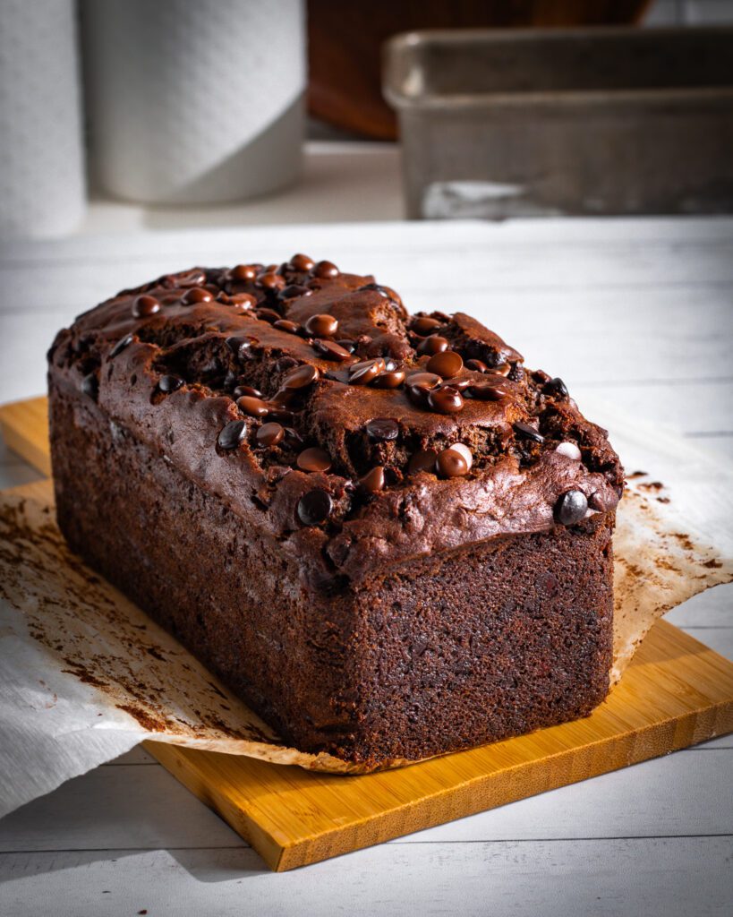 soft chocolate banana bread with chocolate chips