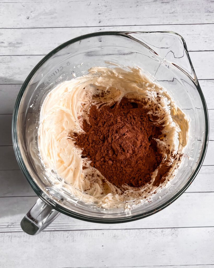 whipped chocolate cream cheese frosting step2