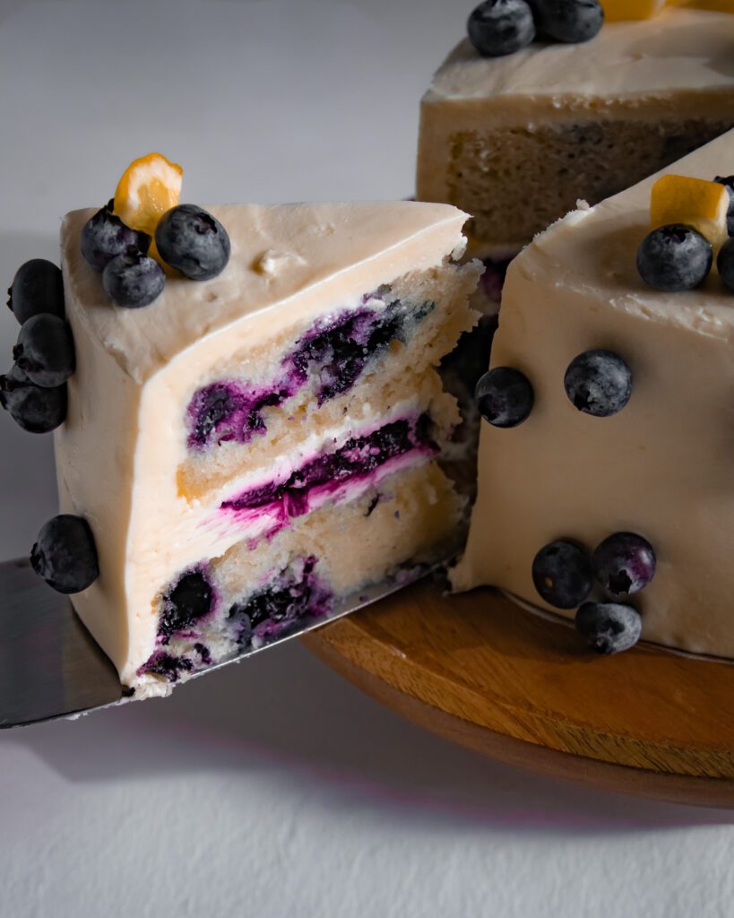 Homemade mini blueberry cake for small celebrations