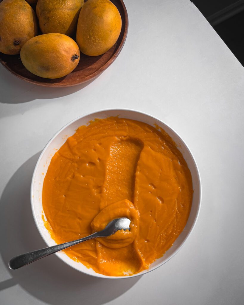 Smooth mango curd filling for layer cake