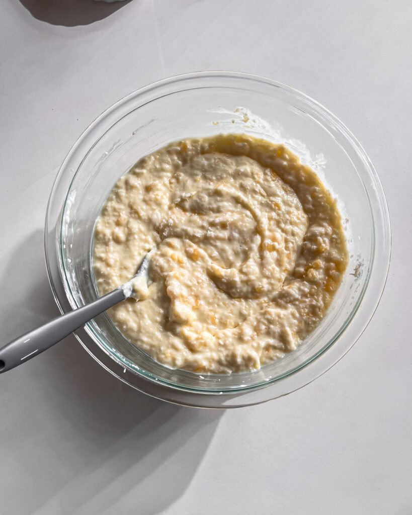 Pineapple coconut pudding filling mixed until light and fluffy
