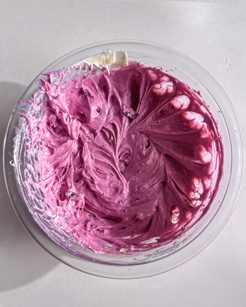 Blueberry cream cheese frosting ready