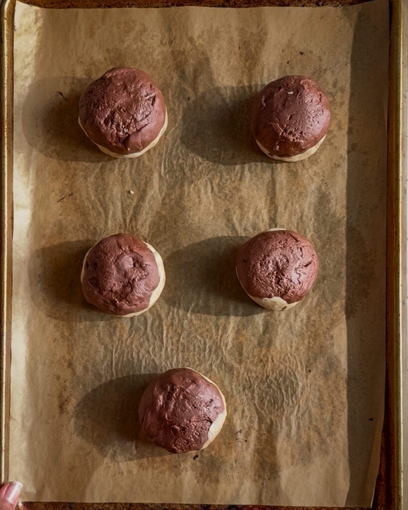 Brookie cookie dough balls ready to bake