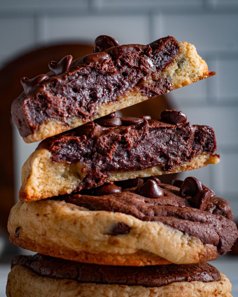 Close-up of homemade brookie cookie