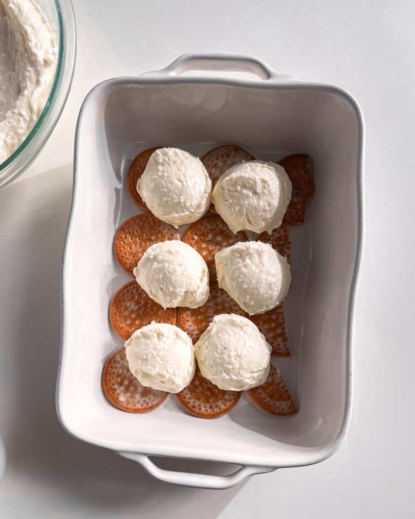 Spreading coconut cream into an even layer