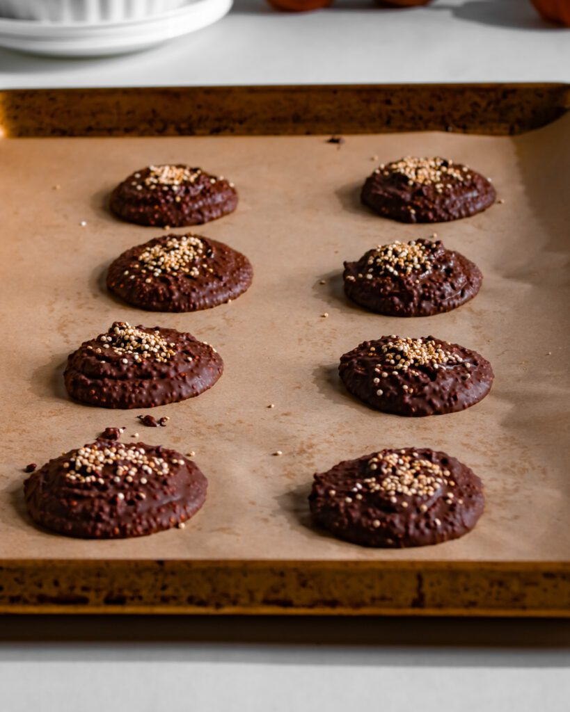 chocolate-quinoa-crunch-bites on a tray