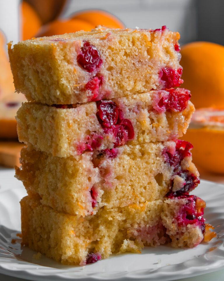orange cranberry loaf-cake-slices for sharing